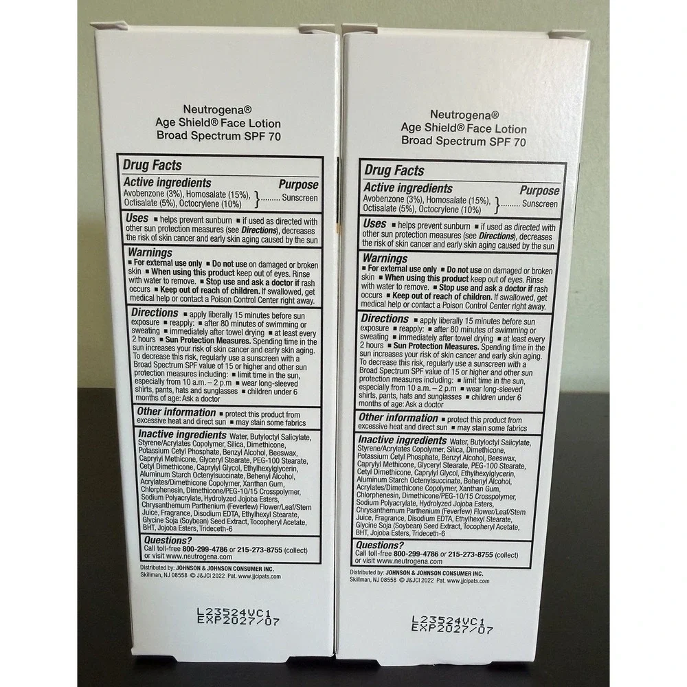 Neutrogena Age Shield Face Lotion Sunscreen SPF 70, 3 fl oz, (2 Pack)